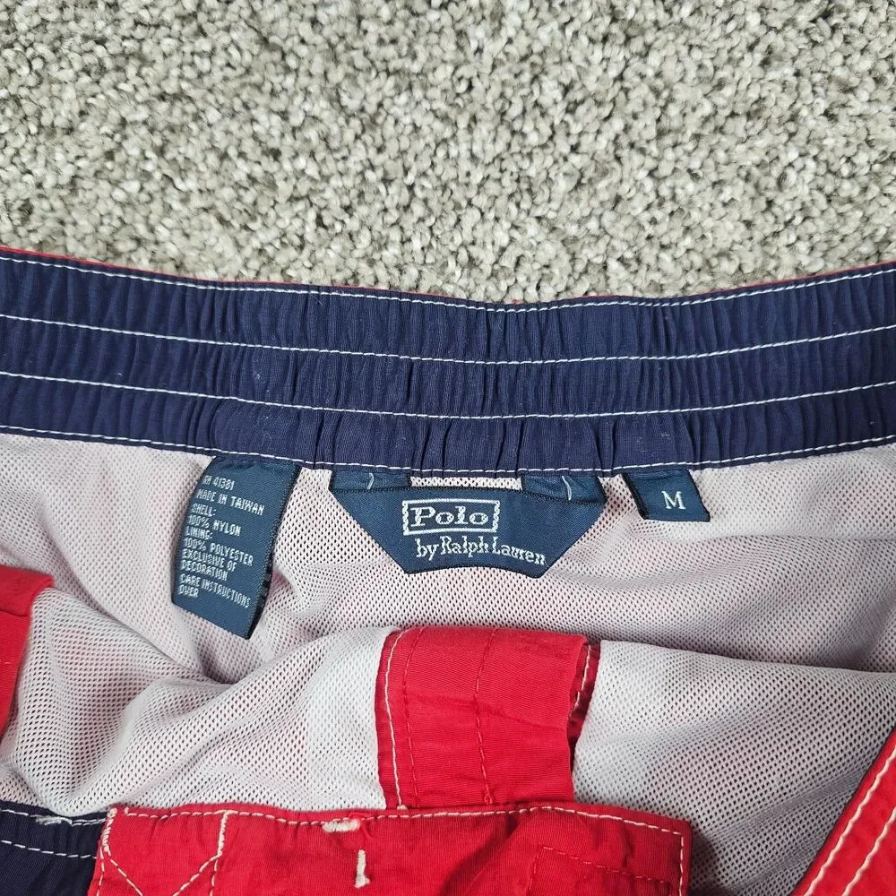 Vintage Polo Ralph Lauren Shorts Mens Medium Red Trunks Board Shorts Swim Beach